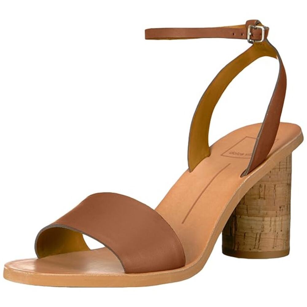 Dolce Vita Jali Sandal Brown Leather Size 6.5 Block Heel Ankle Strap